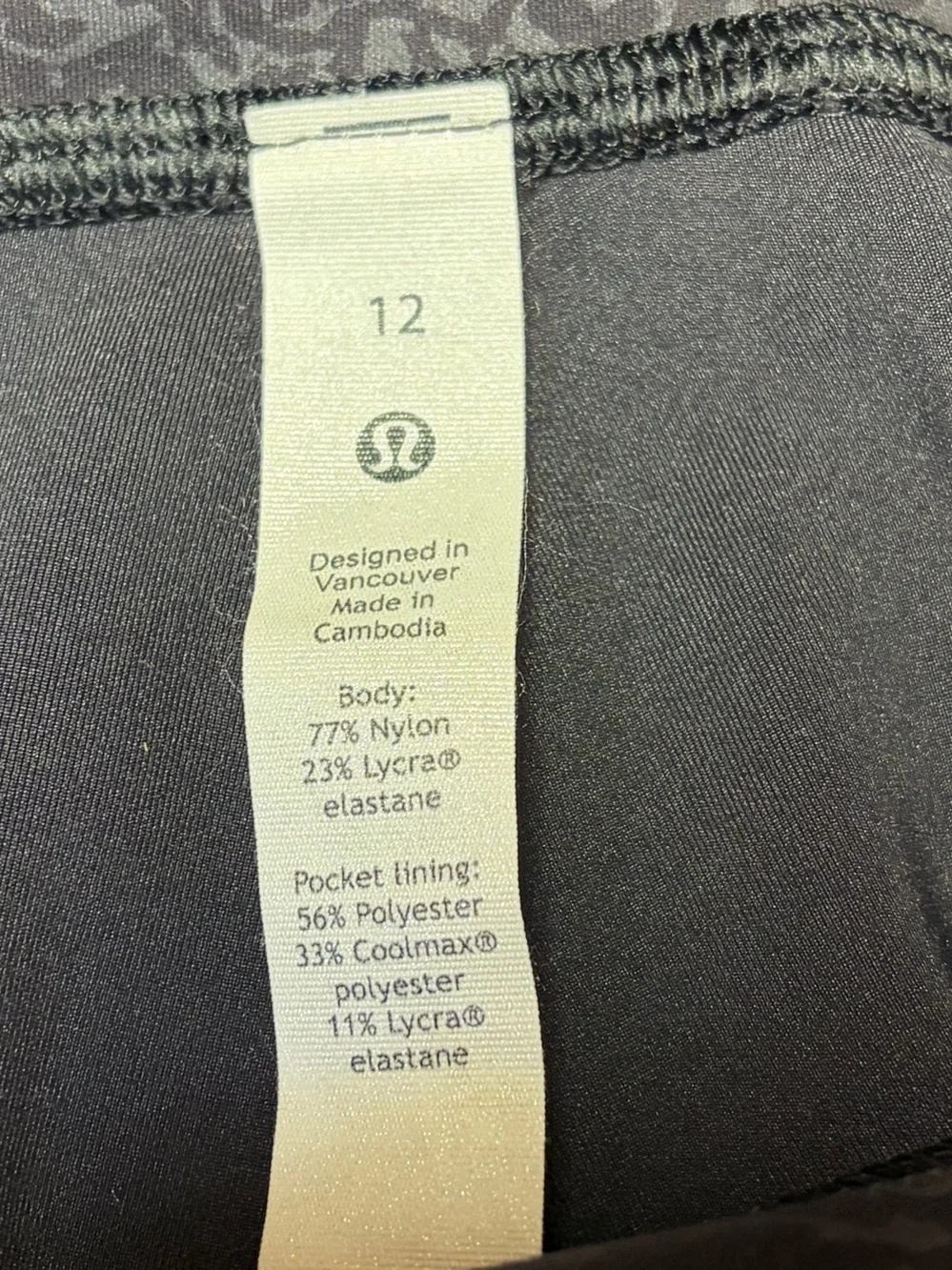 Lululemon Wunder Train High-Rise Crop 23" Women’s 12 Black Print Tight Leggings - Picture 7 of 12